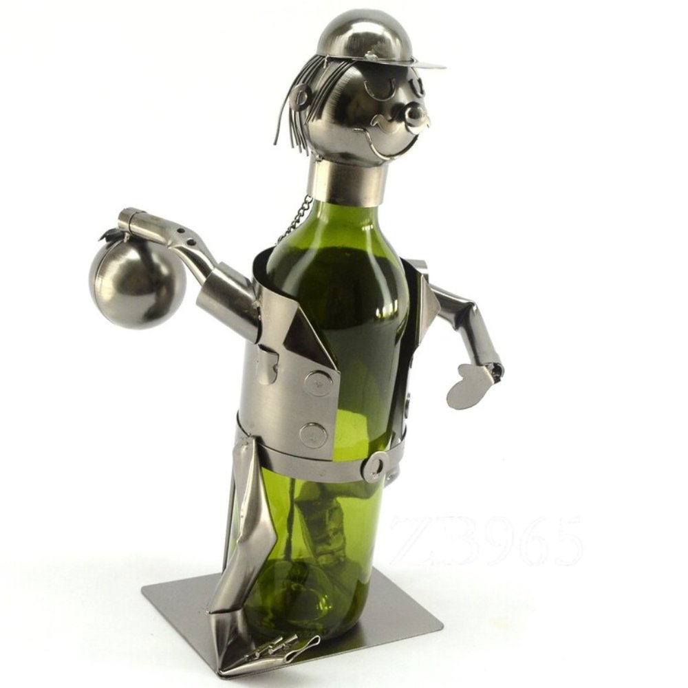 BOWLER Wine Bottle Holder Storage Caddy Recycled Metal Steel Olive Oil Vinegar - Picture 1 of 14